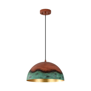 Farmhouze Light - Antique Oversized Oxidized Copper Iron Dome Pendant Light - Chandelier - 15in - 