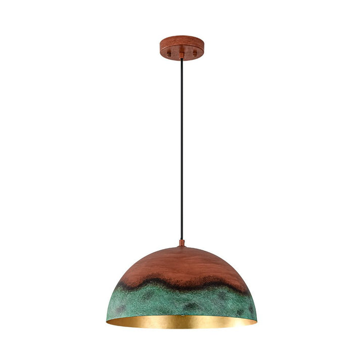 Farmhouze Light - Antique Oversized Oxidized Copper Iron Dome Pendant Light - Chandelier - 15in - 