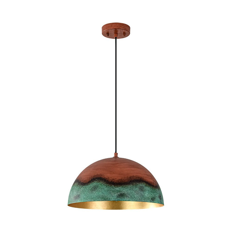 Farmhouze Light - Antique Oversized Oxidized Copper Iron Dome Pendant Light - Chandelier - 15in - 