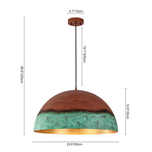 Farmhouze Light - Antique Oversized Oxidized Copper Iron Dome Pendant Light - Chandelier - 15in - 