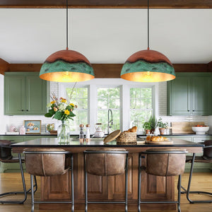 Farmhouze Light - Antique Oversized Oxidized Copper Iron Dome Pendant Light - Chandelier - 15in - 