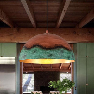 Farmhouze Light - Antique Oversized Oxidized Copper Iron Dome Pendant Light - Chandelier - 15in - 