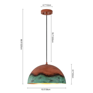 Farmhouze Light - Antique Oversized Oxidized Copper Iron Dome Pendant Light - Chandelier - 15in - 