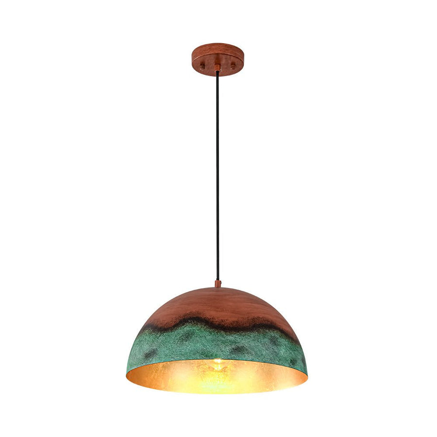Farmhouze Light - Antique Oversized Oxidized Copper Iron Dome Pendant Light - Chandelier - 15in - 