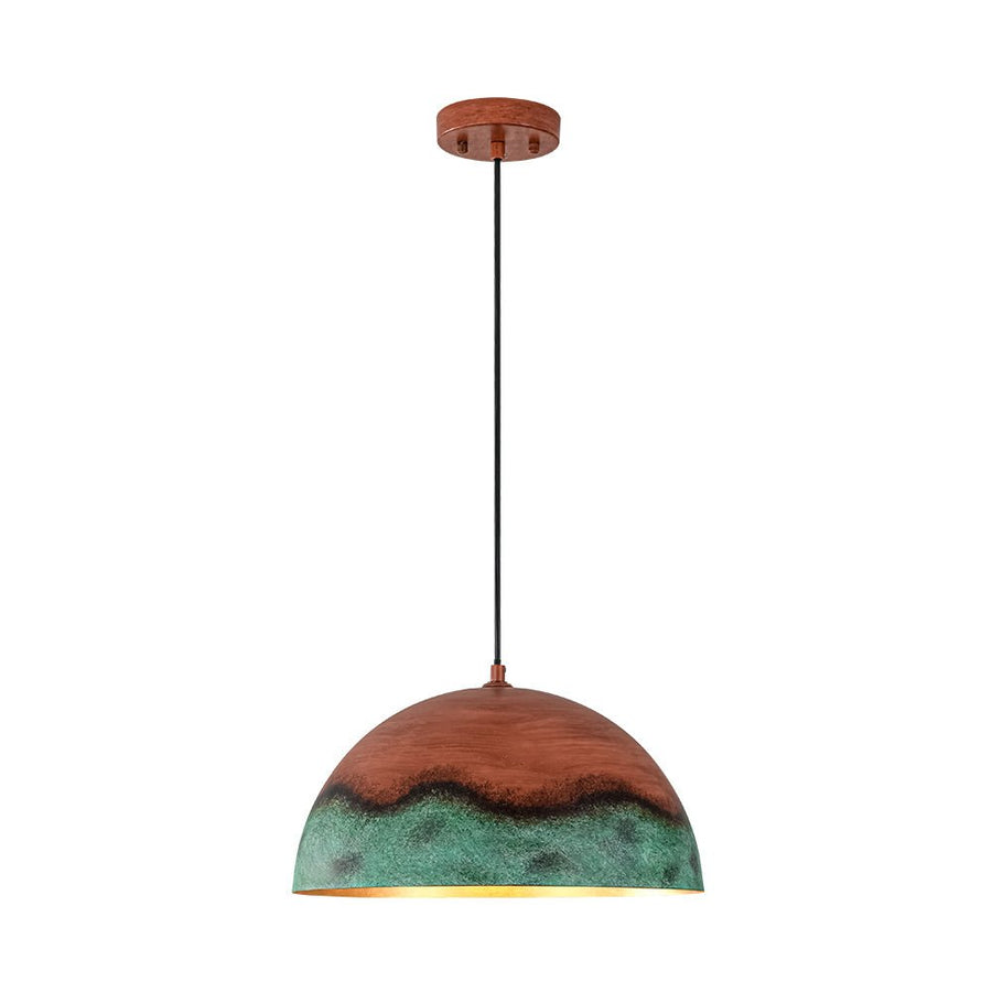 Farmhouze Light - Antique Oversized Oxidized Copper Iron Dome Pendant Light - Chandelier - 15in - 