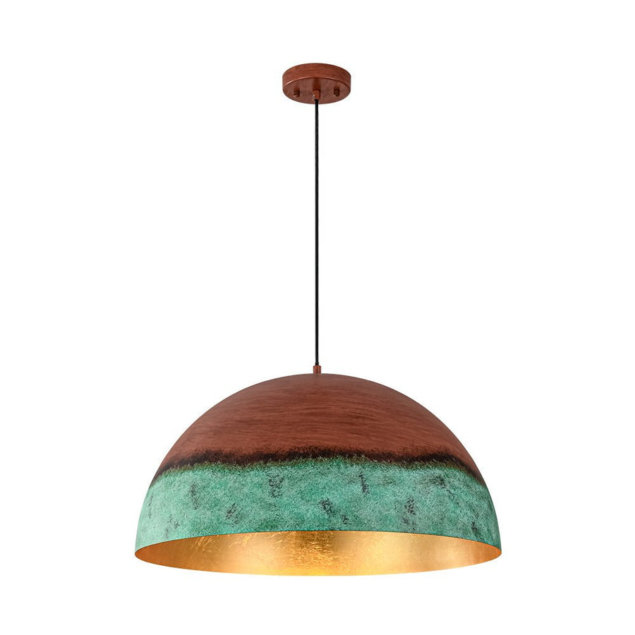 Farmhouze Light - Antique Oversized Oxidized Copper Iron Dome Pendant Light - Chandelier - 23in - 