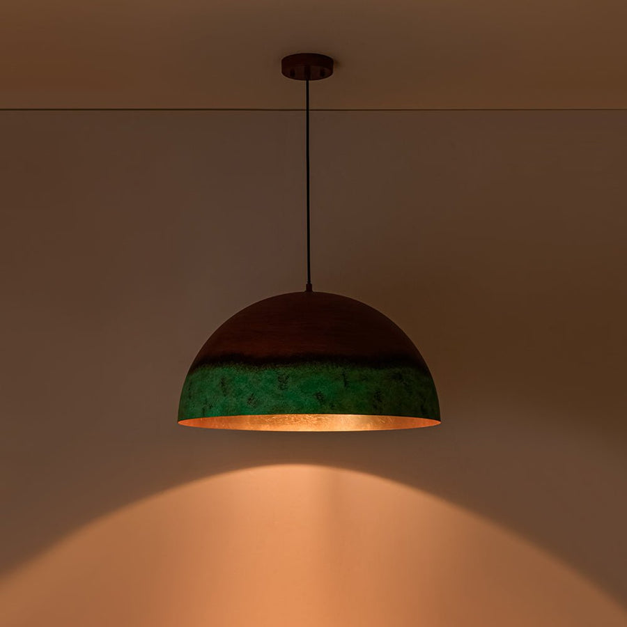 Farmhouze Light - Antique Oversized Oxidized Copper Iron Dome Pendant Light - Chandelier - 23in - 