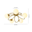 Load image into Gallery viewer, Farmhouze Light - Art Deco 5 - Light Brass Ring Frosted Glass Globe Semi Flush Mount - Ceiling Light - Brass - 
