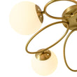Load image into Gallery viewer, Farmhouze Light - Art Deco 5 - Light Brass Ring Frosted Glass Globe Semi Flush Mount - Ceiling Light - Brass - 
