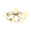 Load image into Gallery viewer, Farmhouze Light - Art Deco 5 - Light Brass Ring Frosted Glass Globe Semi Flush Mount - Ceiling Light - Brass - 
