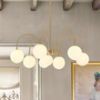 Load image into Gallery viewer, Farmhouze Light - Art Deco 9 - Light Milky Glass Bubble Sputnik Chandelier - Chandelier - Brass - 
