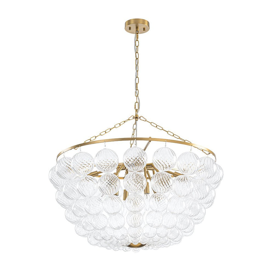 Farmhouze Light - Art Deco Glam Cascading Swirled Glass Bubble Chandelier - Chandelier - 23.6 in - 