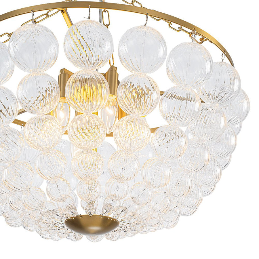 Farmhouze Light - Art Deco Glam Cascading Swirled Glass Bubble Chandelier - Chandelier - 23.6 in - 