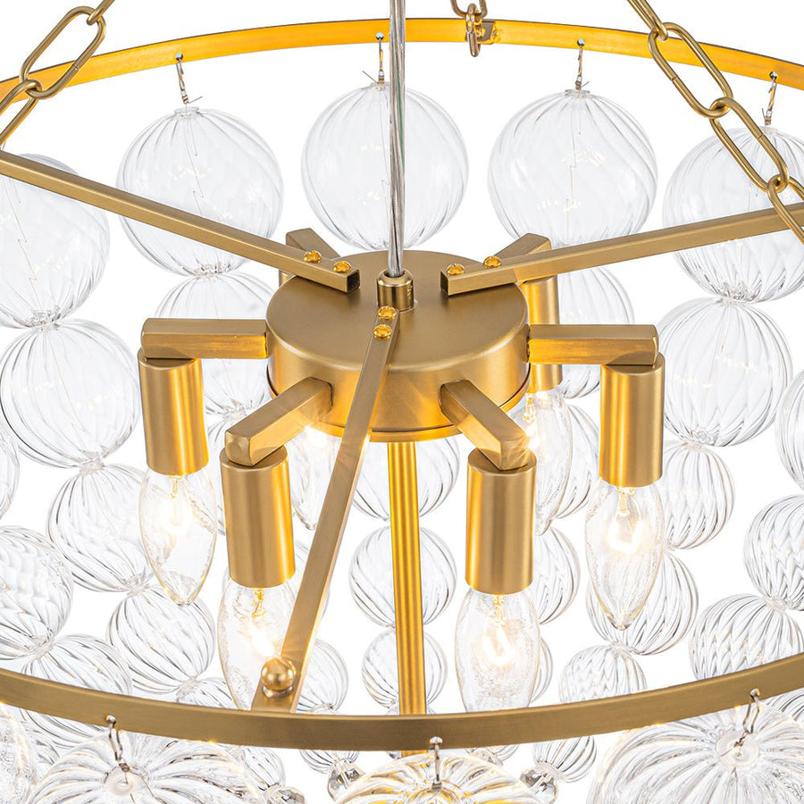 Farmhouze Light - Art Deco Glam Cascading Swirled Glass Bubble Chandelier - Chandelier - 23.6 in - 