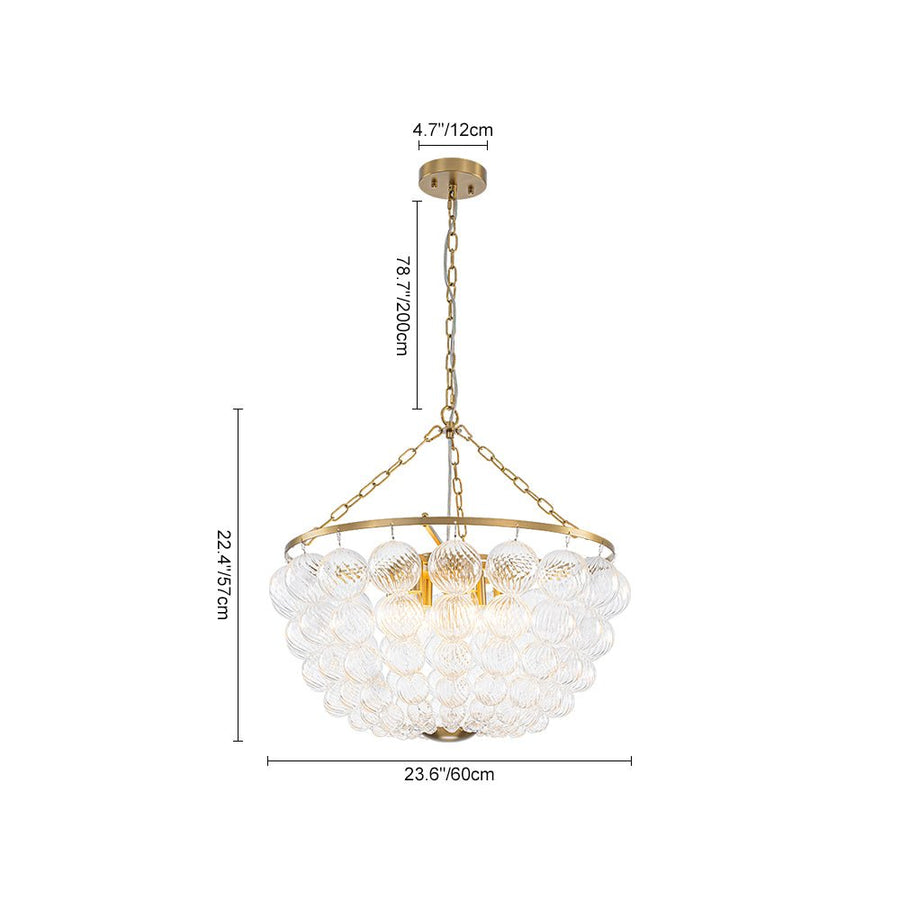 Farmhouze Light - Art Deco Glam Cascading Swirled Glass Bubble Chandelier - Chandelier - 23.6 in - 