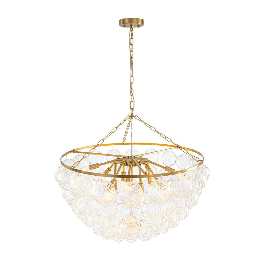 Farmhouze Light - Art Deco Glam Cascading Swirled Glass Bubble Chandelier - Chandelier - 31.5 in - 