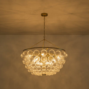 Farmhouze Light - Art Deco Glam Cascading Swirled Glass Bubble Chandelier - Chandelier - 31.5 in - 
