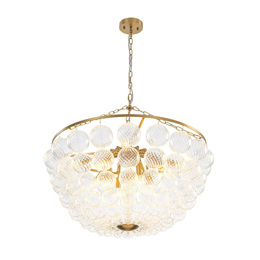 Farmhouze Light - Art Deco Glam Cascading Swirled Glass Bubble Chandelier - Chandelier - 31.5 in - 
