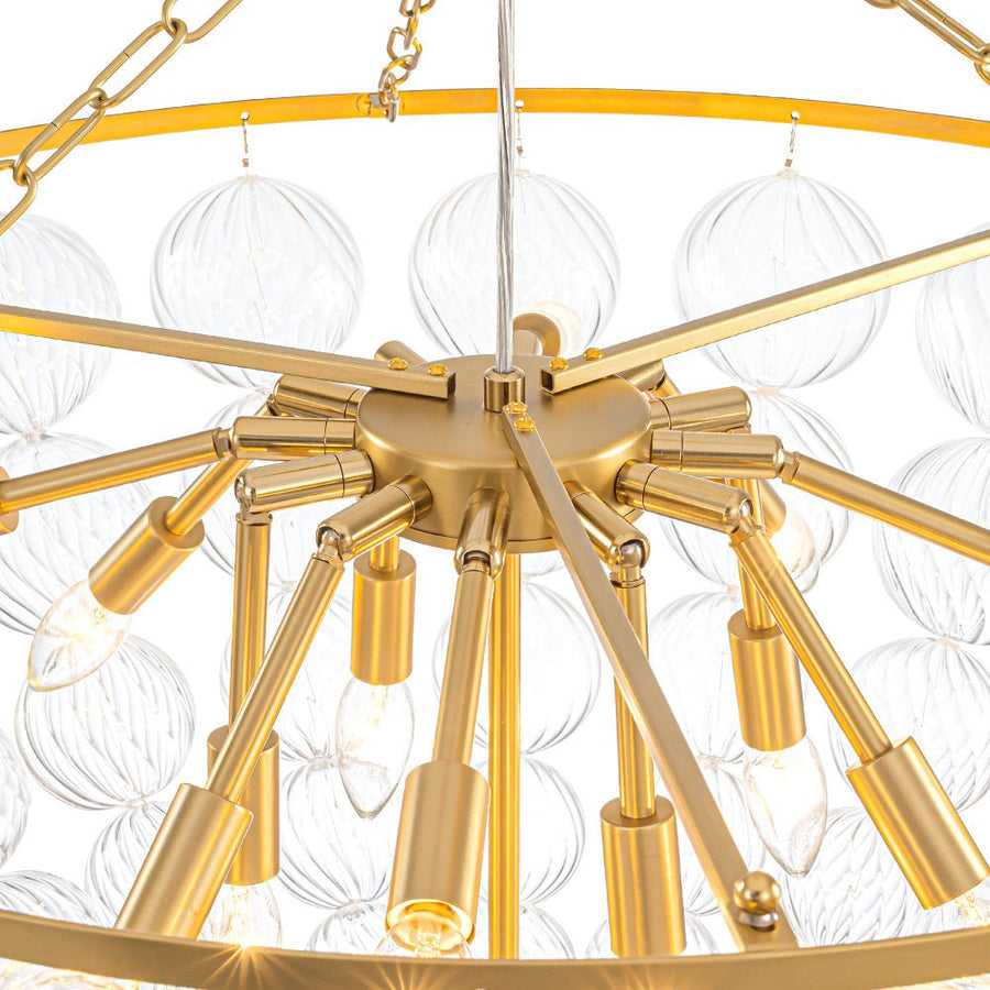 Farmhouze Light - Art Deco Glam Cascading Swirled Glass Bubble Chandelier - Chandelier - 31.5 in - 