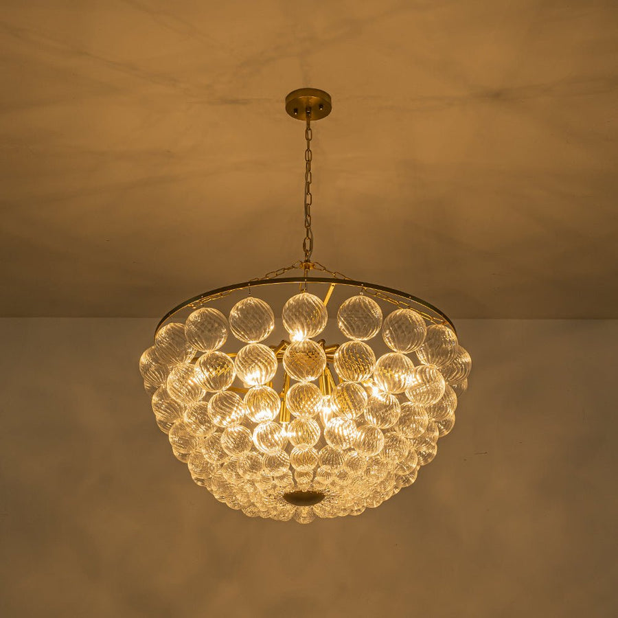 Farmhouze Light - Art Deco Glam Cascading Swirled Glass Bubble Chandelier - Chandelier - 31.5 in - 