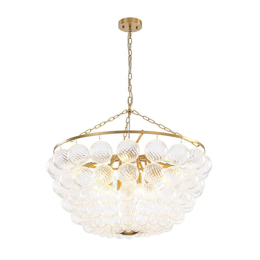 Farmhouze Light - Art Deco Glam Cascading Swirled Glass Bubble Chandelier - Chandelier - 31.5 in - 
