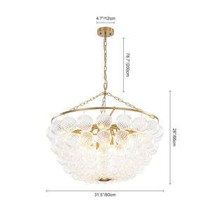 Farmhouze Light - Art Deco Glam Cascading Swirled Glass Bubble Chandelier - Chandelier - 31.5 in - 