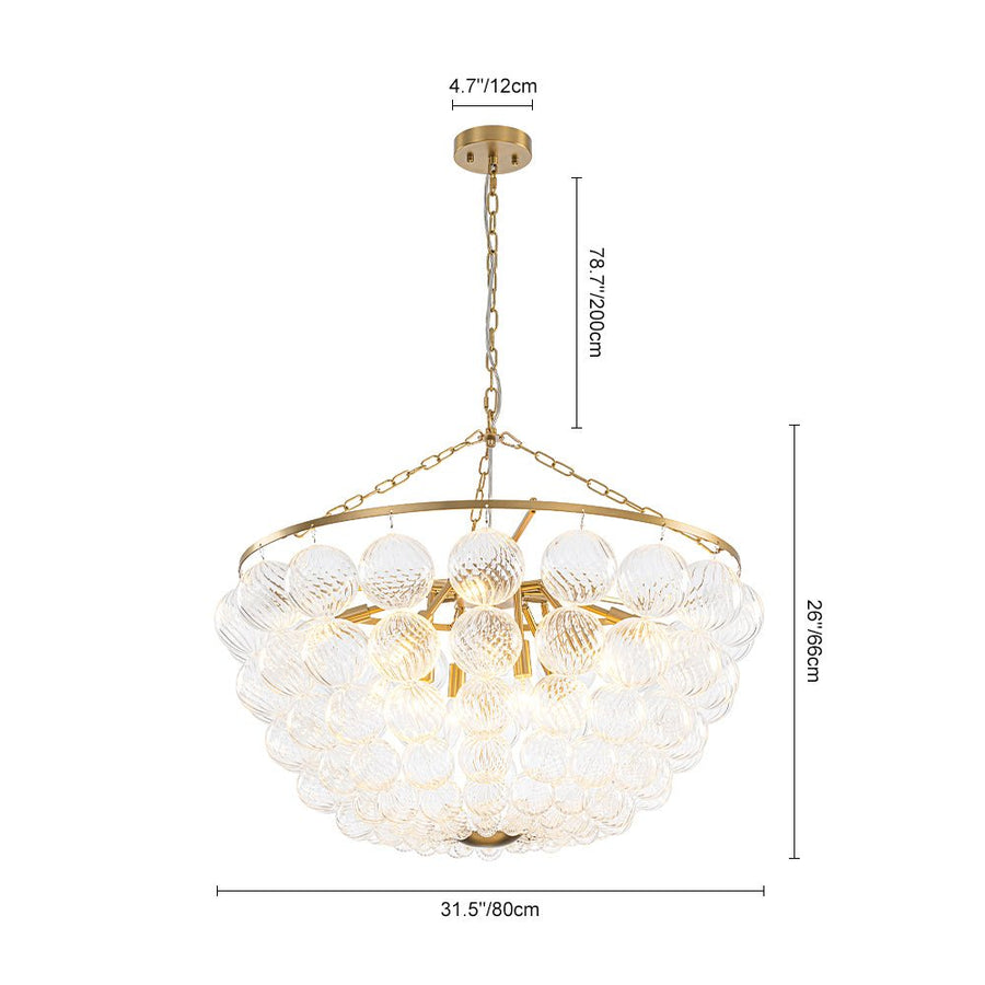 Farmhouze Light - Art Deco Glam Cascading Swirled Glass Bubble Chandelier - Chandelier - 31.5 in - 