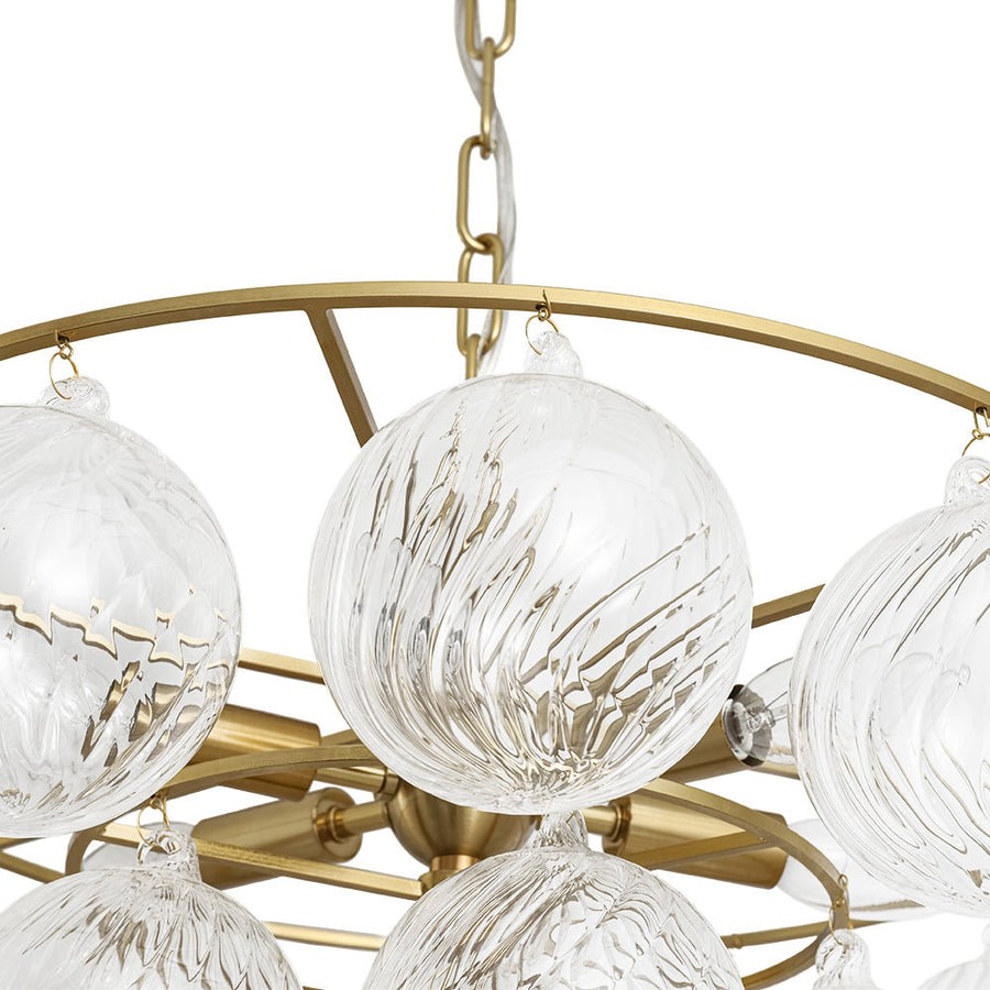Farmhouze Light - Art Deco Glam Tiered Swirled Glass Globe Bubble Chandelier - Chandelier - Brass - 
