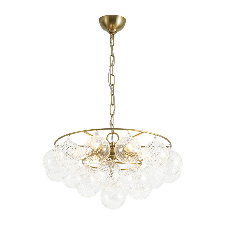 Farmhouze Light - Art Deco Glam Tiered Swirled Glass Globe Bubble Chandelier - Chandelier - Brass - 