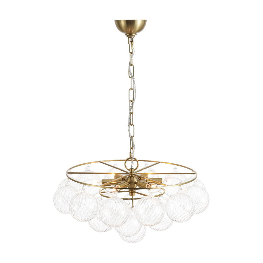 Farmhouze Light - Art Deco Glam Tiered Swirled Glass Globe Bubble Chandelier - Chandelier - Brass - 