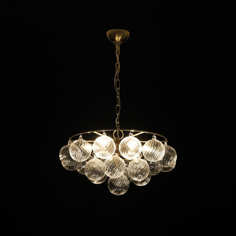 Farmhouze Light - Art Deco Glam Tiered Swirled Glass Globe Bubble Chandelier - Chandelier - Brass - 