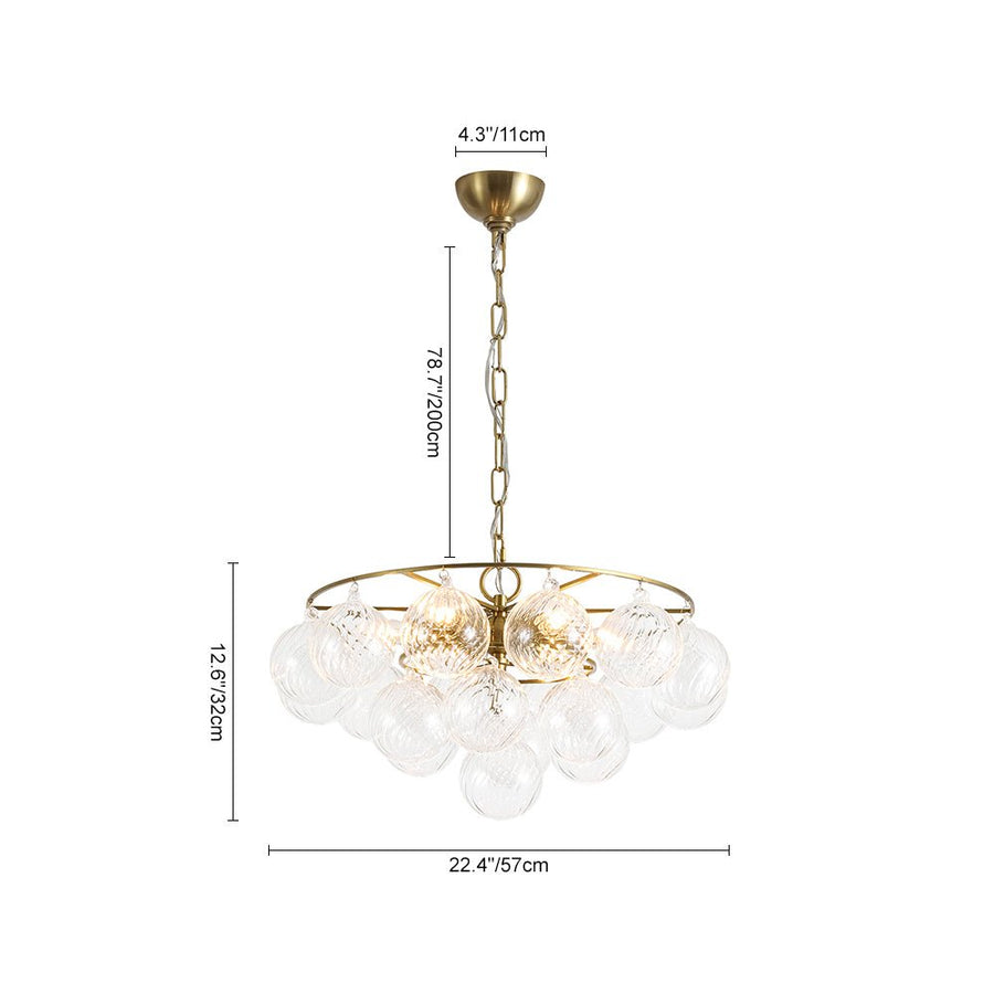 Farmhouze Light - Art Deco Glam Tiered Swirled Glass Globe Bubble Chandelier - Chandelier - Brass - 
