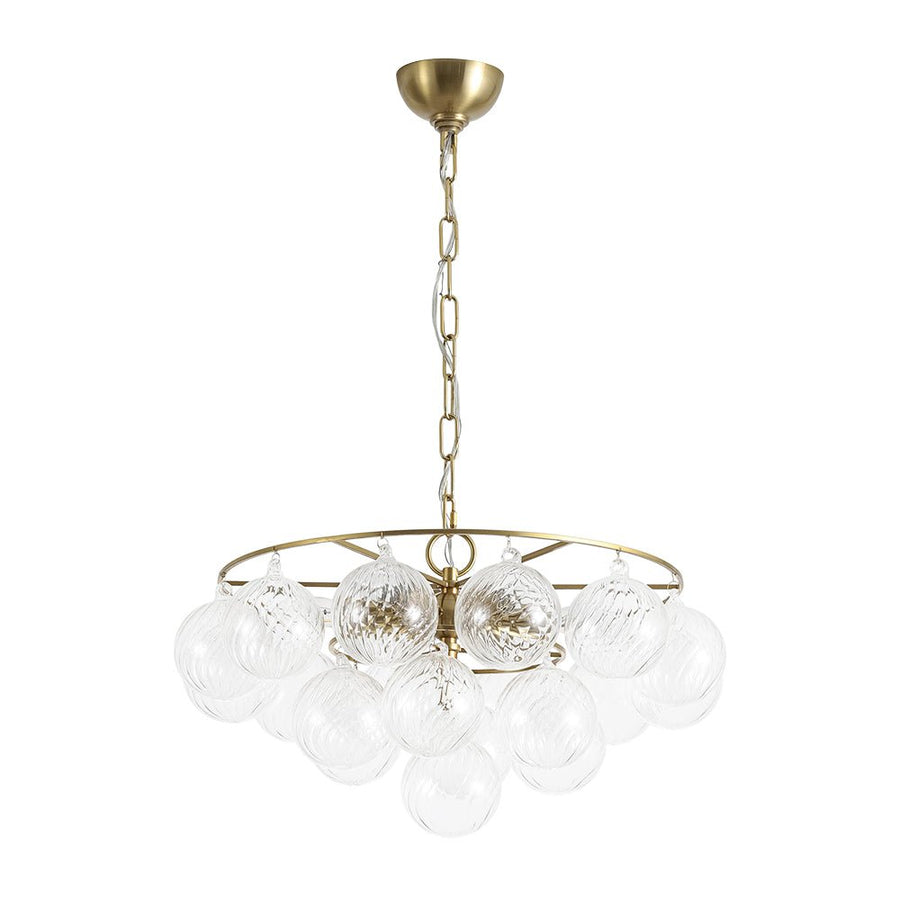 Farmhouze Light - Art Deco Glam Tiered Swirled Glass Globe Bubble Chandelier - Chandelier - Brass - 