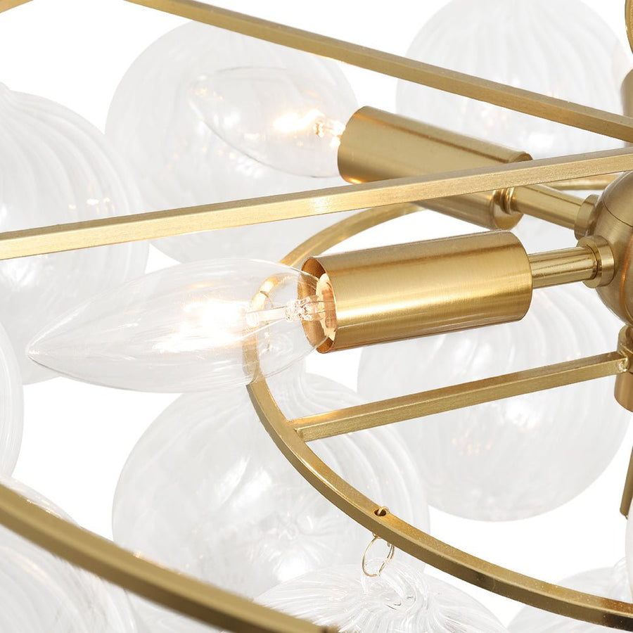 Farmhouze Light - Art Deco Glam Tiered Swirled Glass Globe Bubble Chandelier - Chandelier - Brass - 
