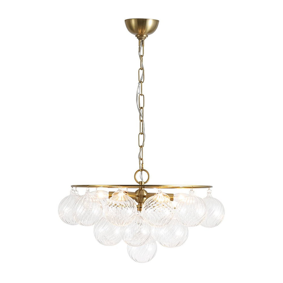 Farmhouze Light - Art Deco Glam Tiered Swirled Glass Globe Bubble Chandelier - Chandelier - Brass - 