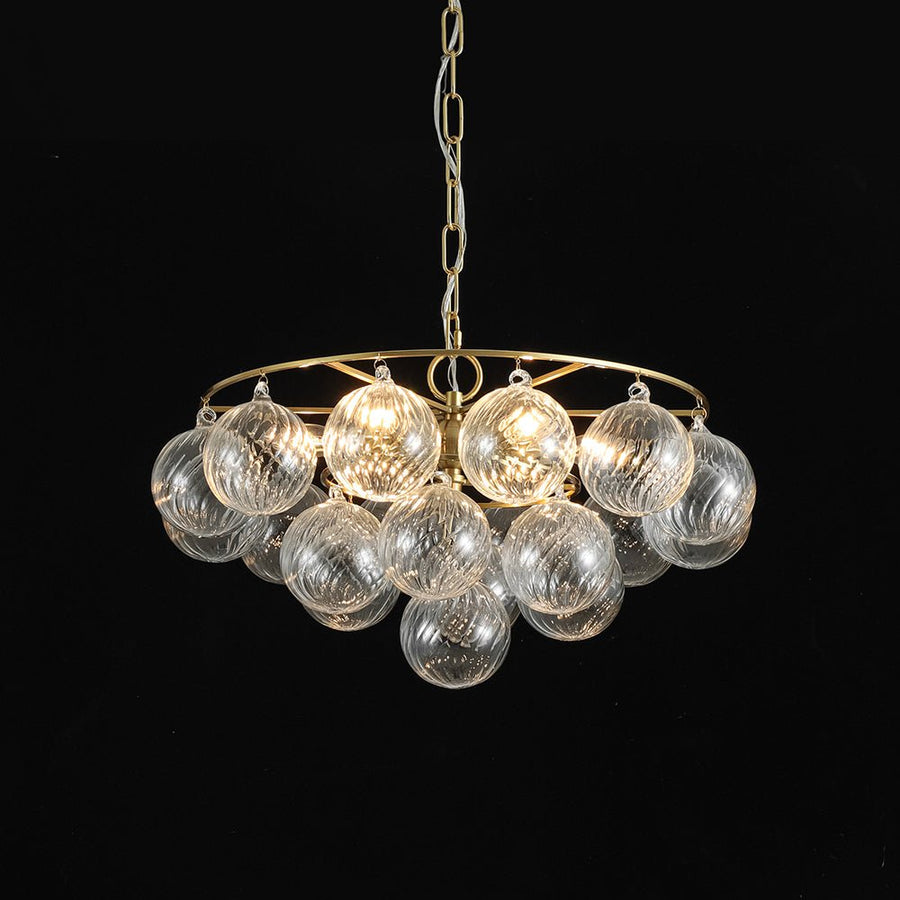 Farmhouze Light - Art Deco Glam Tiered Swirled Glass Globe Bubble Chandelier - Chandelier - Brass - 