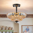 Load image into Gallery viewer, Farmhouze Light-Art Deco Honey Amber Glass Floral Cage Semi Flush Mount-Ceiling Light-11.8 in-
