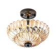 Load image into Gallery viewer, Farmhouze Light-Art Deco Honey Amber Glass Floral Cage Semi Flush Mount-Ceiling Light-11.8 in-
