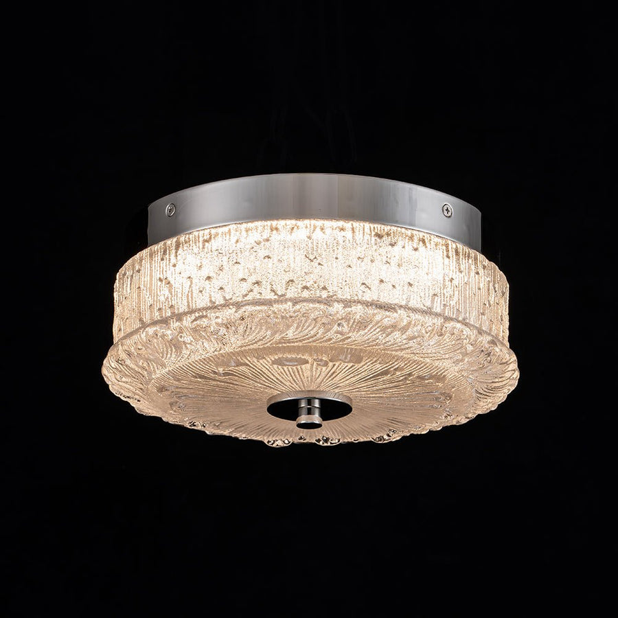 Farmhouze Light - Baroque Chrome Ice Textured Glass LED Flush Mount - Ceiling Light - Chrome - 