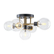 Load image into Gallery viewer, Farmhouze Light - Black Brass 5 - Light Glass Globe Sputnik Semi Flush Mount - Ceiling Light - Clear Glass - 
