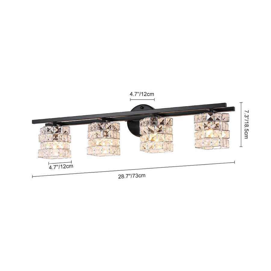 Farmhouze Light - Black Chrome Crystal Accented Bathroom Vanity Wall Light - Wall Sconce - 3 Bulbs - 