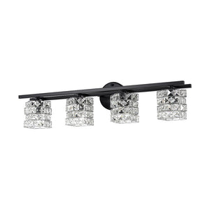 Farmhouze Light - Black Chrome Crystal Accented Bathroom Vanity Wall Light - Wall Sconce - 3 Bulbs - 