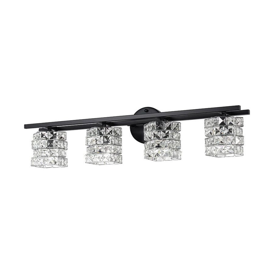 Farmhouze Light - Black Chrome Crystal Accented Bathroom Vanity Wall Light - Wall Sconce - 3 Bulbs - 