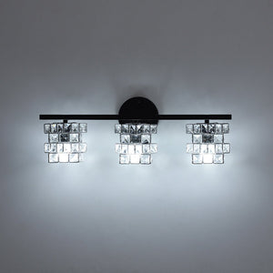 Farmhouze Light - Black Chrome Crystal Accented Bathroom Vanity Wall Light - Wall Sconce - 3 Bulbs - 