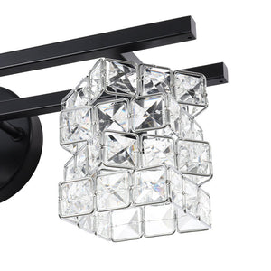 Farmhouze Light - Black Chrome Crystal Accented Bathroom Vanity Wall Light - Wall Sconce - 4 Bulbs - 