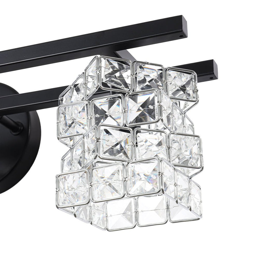 Farmhouze Light - Black Chrome Crystal Accented Bathroom Vanity Wall Light - Wall Sconce - 4 Bulbs - 