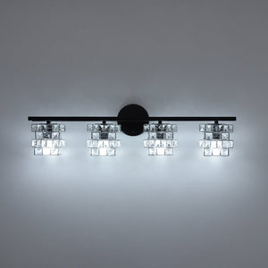 Farmhouze Light - Black Chrome Crystal Accented Bathroom Vanity Wall Light - Wall Sconce - 4 Bulbs - 