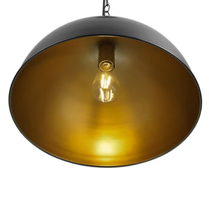 Farmhouze Light - Black Gold Industrial Oversized Metal Dome Pendant Light - Pendant - 15 in - 