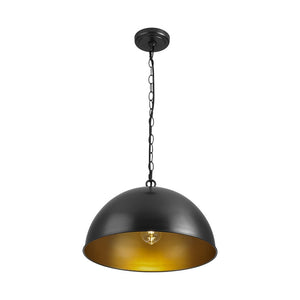 Farmhouze Light - Black Gold Industrial Oversized Metal Dome Pendant Light - Pendant - 15 in - 