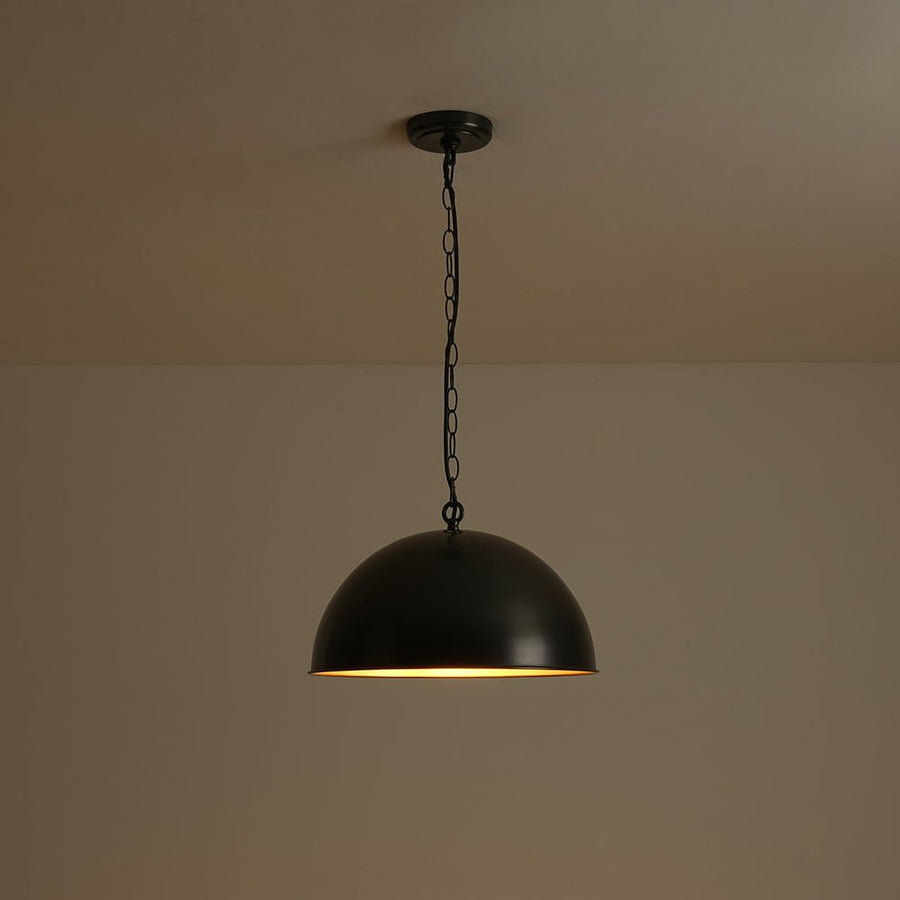 Farmhouze Light - Black Gold Industrial Oversized Metal Dome Pendant Light - Pendant - 15 in - 